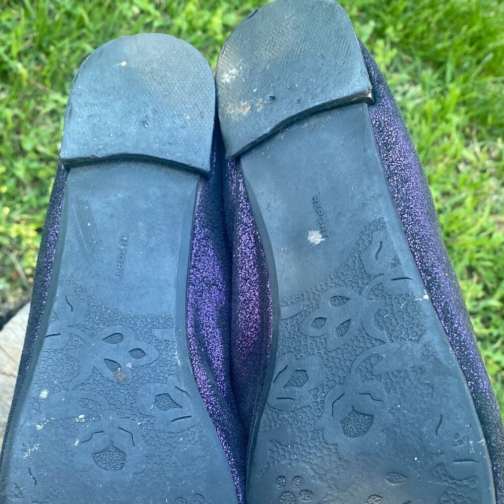 Women's Size 8.5 Purple Satin Ballerina Shoes with Decorative Pearls and Beads - Picture 6 of 7